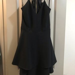 Black Ruffle Dress Open Lace Back